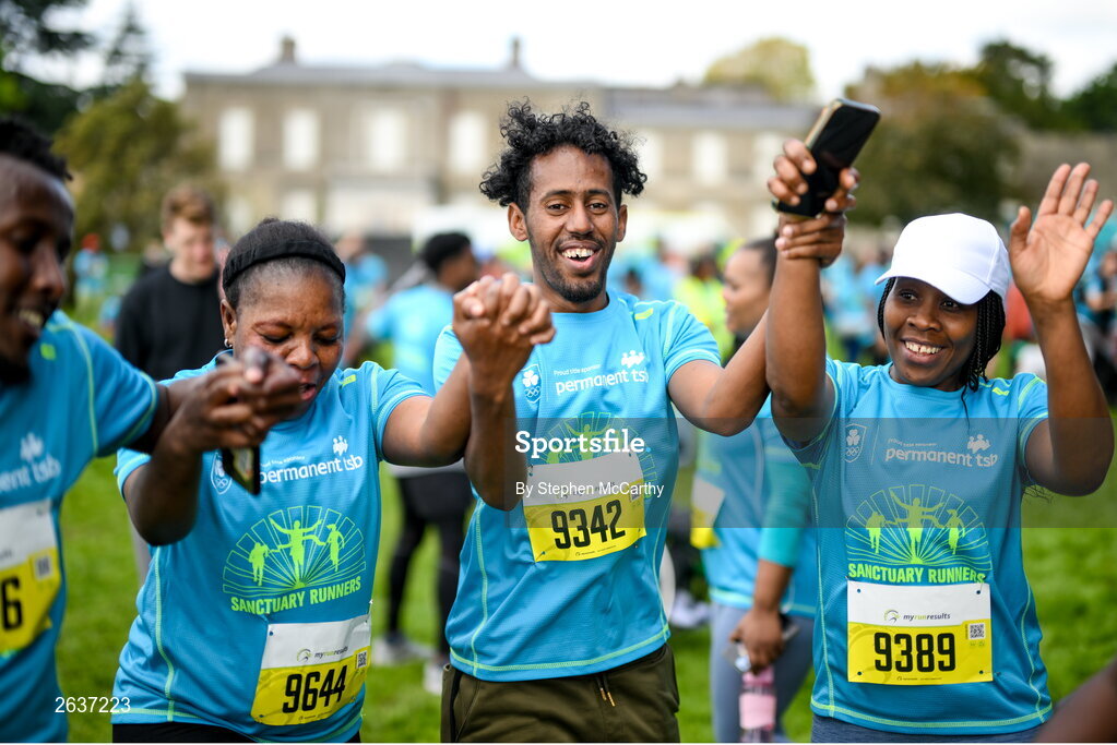 1 October 2023; Mohamud Mohamed, originally from Somalia, during the Permanent TSB Sanctuary Run 2023 at the Cross Country track of the Sport Ireland Campus in Dublin. The Permanent TSB Sanctuary Run on the Sport Ireland campus attracted nearly 1,000 participants including refugees from Direct Provision centres across Ireland, Ukrainian people in Dublin, locals and Irish Olympians. The event, to celebrate diversity and interculturalism in Ireland today, was run by the Sanctuary Runners’ organisation and supported by the Olympic Federation of Ireland and Athletics Ireland. Photo by Stephen McCarthy/Sportsfile