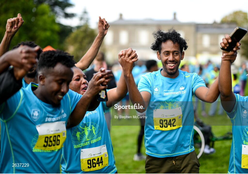 1 October 2023; Mohamud Mohamed, originally from Somalia, during the Permanent TSB Sanctuary Run 2023 at the Cross Country track of the Sport Ireland Campus in Dublin. The Permanent TSB Sanctuary Run on the Sport Ireland campus attracted nearly 1,000 participants including refugees from Direct Provision centres across Ireland, Ukrainian people in Dublin, locals and Irish Olympians. The event, to celebrate diversity and interculturalism in Ireland today, was run by the Sanctuary Runners’ organisation and supported by the Olympic Federation of Ireland and Athletics Ireland. Photo by Stephen McCarthy/Sportsfile