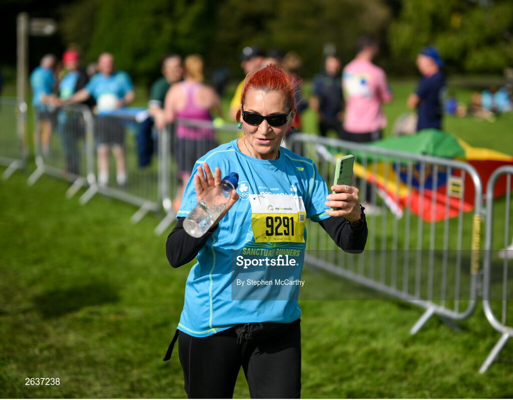 1 October 2023; Fernanda Lellis, originally from Brazil, during the Permanent TSB Sanctuary Run 2023 at the Cross Country track of the Sport Ireland Campus in Dublin. The Permanent TSB Sanctuary Run on the Sport Ireland campus attracted nearly 1,000 participants including refugees from Direct Provision centres across Ireland, Ukrainian people in Dublin, locals and Irish Olympians. The event, to celebrate diversity and interculturalism in Ireland today, was run by the Sanctuary Runners’ organisation and supported by the Olympic Federation of Ireland and Athletics Ireland. Photo by Stephen McCarthy/Sportsfile