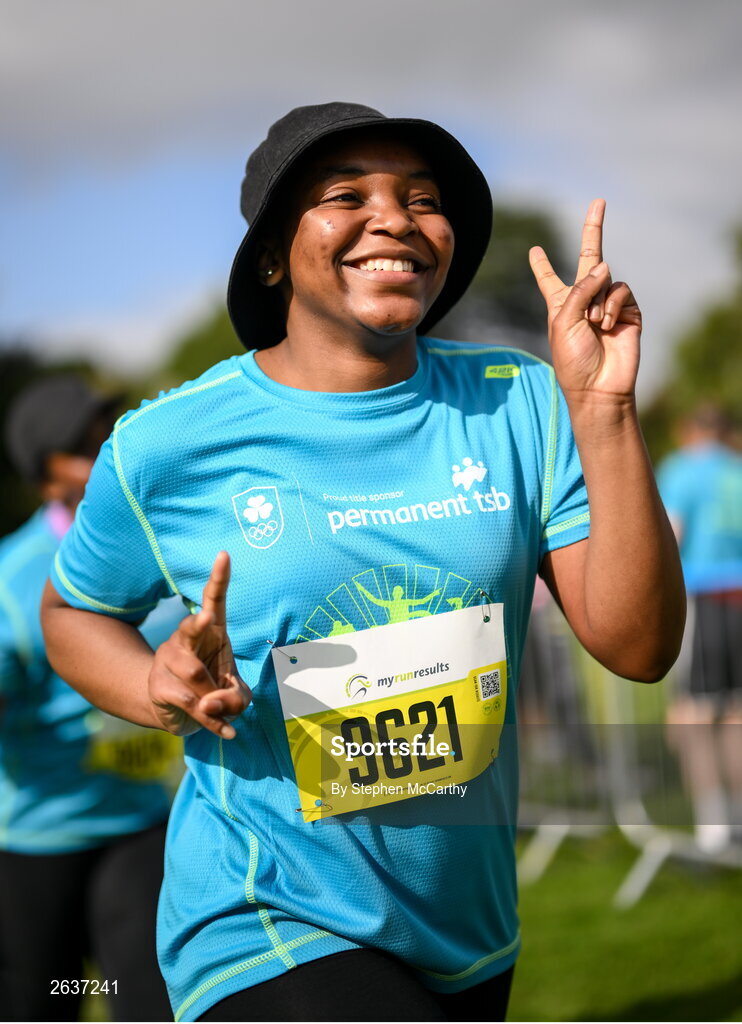 1 October 2023; A participant during the Permanent TSB Sanctuary Run 2023 at the Cross Country track of the Sport Ireland Campus in Dublin. The Permanent TSB Sanctuary Run on the Sport Ireland campus attracted nearly 1,000 participants including refugees from Direct Provision centres across Ireland, Ukrainian people in Dublin, locals and Irish Olympians. The event, to celebrate diversity and interculturalism in Ireland today, was run by the Sanctuary Runners’ organisation and supported by the Olympic Federation of Ireland and Athletics Ireland. Photo by Stephen McCarthy/Sportsfile