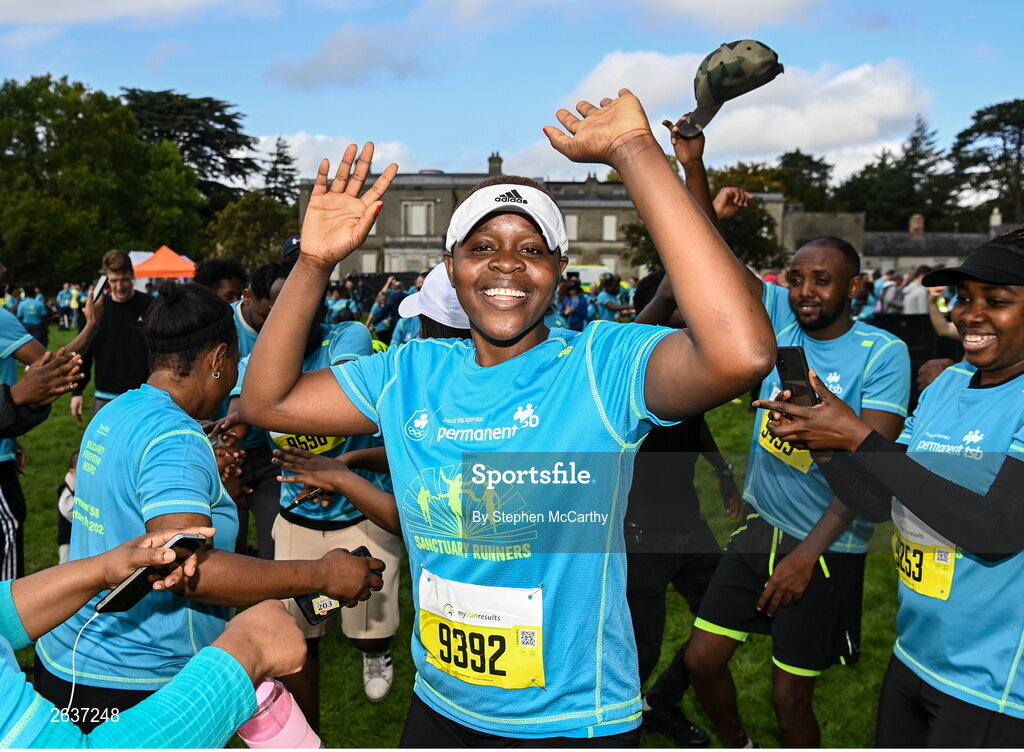 1 October 2023; Thabani Ncube, originally from Zimbabwe, during the Permanent TSB Sanctuary Run 2023 at the Cross Country track of the Sport Ireland Campus in Dublin. The Permanent TSB Sanctuary Run on the Sport Ireland campus attracted nearly 1,000 participants including refugees from Direct Provision centres across Ireland, Ukrainian people in Dublin, locals and Irish Olympians. The event, to celebrate diversity and interculturalism in Ireland today, was run by the Sanctuary Runners’ organisation and supported by the Olympic Federation of Ireland and Athletics Ireland. Photo by Stephen McCarthy/Sportsfile