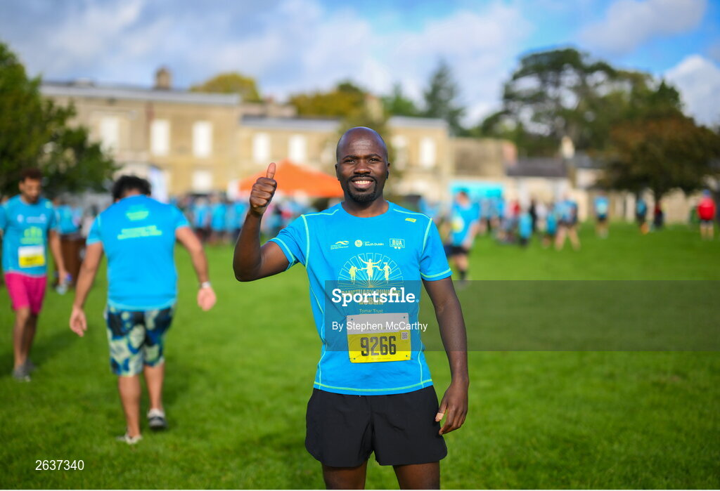 1 October 2023; Victor Khumalo, originally from Zimbabwe, during the Permanent TSB Sanctuary Run 2023 at the Cross Country track of the Sport Ireland Campus in Dublin. The Permanent TSB Sanctuary Run on the Sport Ireland campus attracted nearly 1,000 participants including refugees from Direct Provision centres across Ireland, Ukrainian people in Dublin, locals and Irish Olympians. The event, to celebrate diversity and interculturalism in Ireland today, was run by the Sanctuary Runners’ organisation and supported by the Olympic Federation of Ireland and Athletics Ireland. Photo by Stephen McCarthy/Sportsfile