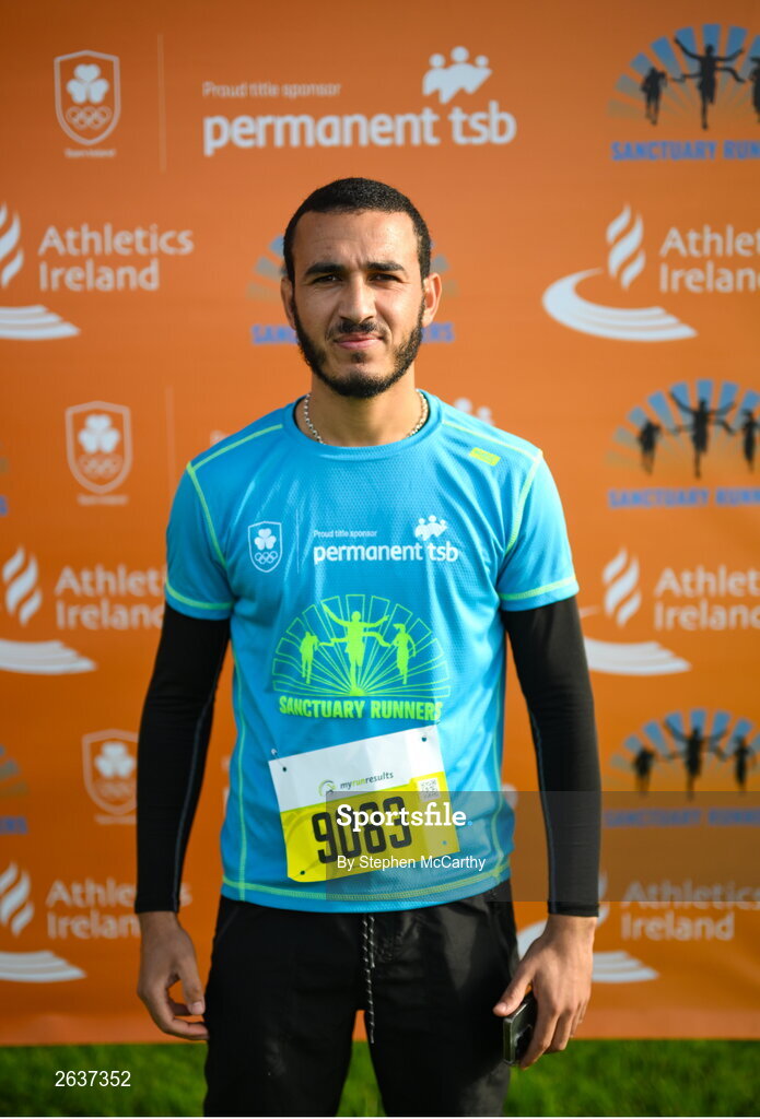 1 October 2023; Billal Boutaleb, originally from Algeria, during the Permanent TSB Sanctuary Run 2023 at the Cross Country track of the Sport Ireland Campus in Dublin. The Permanent TSB Sanctuary Run on the Sport Ireland campus attracted nearly 1,000 participants including refugees from Direct Provision centres across Ireland, Ukrainian people in Dublin, locals and Irish Olympians. The event, to celebrate diversity and interculturalism in Ireland today, was run by the Sanctuary Runners’ organisation and supported by the Olympic Federation of Ireland and Athletics Ireland. Photo by Stephen McCarthy/Sportsfile