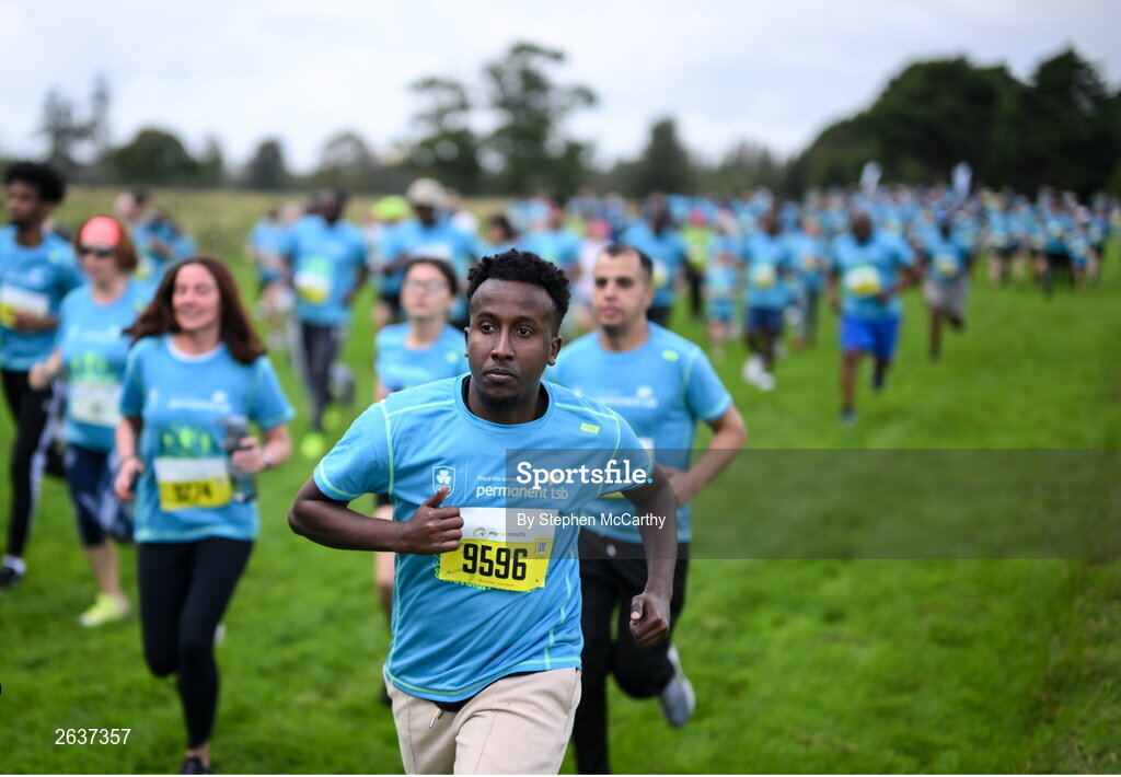 1 October 2023; Participants during the Permanent TSB Sanctuary Run 2023 at the Cross Country track of the Sport Ireland Campus in Dublin. The Permanent TSB Sanctuary Run on the Sport Ireland campus attracted nearly 1,000 participants including refugees from Direct Provision centres across Ireland, Ukrainian people in Dublin, locals and Irish Olympians. The event, to celebrate diversity and interculturalism in Ireland today, was run by the Sanctuary Runners’ organisation and supported by the Olympic Federation of Ireland and Athletics Ireland. Photo by Stephen McCarthy/Sportsfile