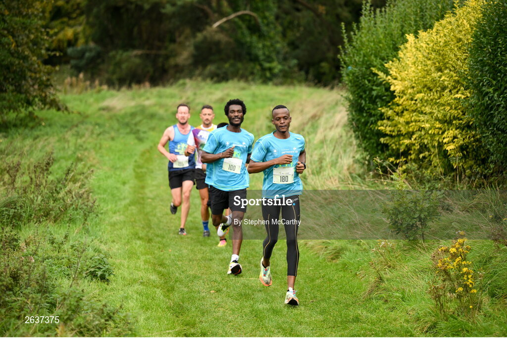 1 October 2023; Kahumburuka Ivan Tuahuku, originally from Botswana, on his way to winning the Permanent TSB Sanctuary Run 2023 at the Cross Country track of the Sport Ireland Campus in Dublin. The Permanent TSB Sanctuary Run on the Sport Ireland campus attracted nearly 1,000 participants including refugees from Direct Provision centres across Ireland, Ukrainian people in Dublin, locals and Irish Olympians. The event, to celebrate diversity and interculturalism in Ireland today, was run by the Sanctuary Runners’ organisation and supported by the Olympic Federation of Ireland and Athletics Ireland. Photo by Stephen McCarthy/Sportsfile