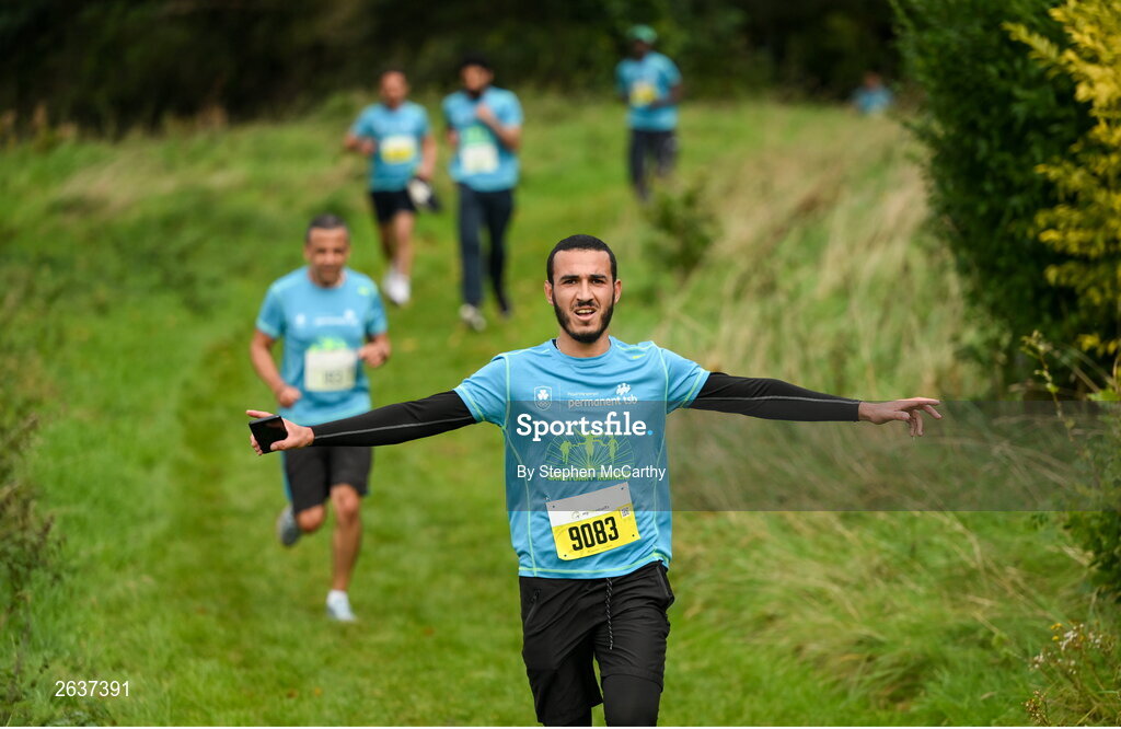 1 October 2023; Billal Boutaleb, originally from Algeria, during the Permanent TSB Sanctuary Run 2023 at the Cross Country track of the Sport Ireland Campus in Dublin. The Permanent TSB Sanctuary Run on the Sport Ireland campus attracted nearly 1,000 participants including refugees from Direct Provision centres across Ireland, Ukrainian people in Dublin, locals and Irish Olympians. The event, to celebrate diversity and interculturalism in Ireland today, was run by the Sanctuary Runners’ organisation and supported by the Olympic Federation of Ireland and Athletics Ireland. Photo by Stephen McCarthy/Sportsfile