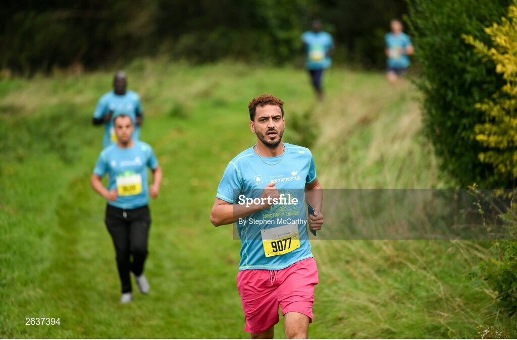 1 October 2023; Khayreddine Bouchireb, originally from Algeria, during the Permanent TSB Sanctuary Run 2023 at the Cross Country track of the Sport Ireland Campus in Dublin. The Permanent TSB Sanctuary Run on the Sport Ireland campus attracted nearly 1,000 participants including refugees from Direct Provision centres across Ireland, Ukrainian people in Dublin, locals and Irish Olympians. The event, to celebrate diversity and interculturalism in Ireland today, was run by the Sanctuary Runners’ organisation and supported by the Olympic Federation of Ireland and Athletics Ireland. Photo by Stephen McCarthy/Sportsfile