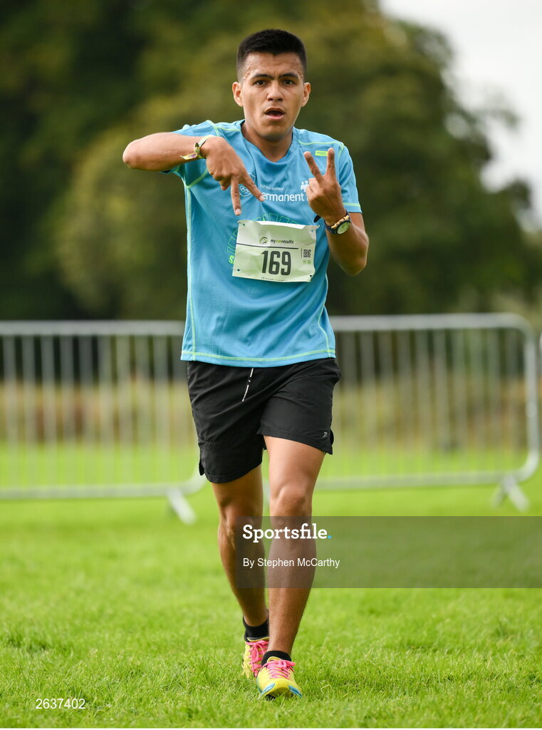 1 October 2023; Stivens Sanchez, originally from Colombia, during the Permanent TSB Sanctuary Run 2023 at the Cross Country track of the Sport Ireland Campus in Dublin. The Permanent TSB Sanctuary Run on the Sport Ireland campus attracted nearly 1,000 participants including refugees from Direct Provision centres across Ireland, Ukrainian people in Dublin, locals and Irish Olympians. The event, to celebrate diversity and interculturalism in Ireland today, was run by the Sanctuary Runners’ organisation and supported by the Olympic Federation of Ireland and Athletics Ireland. Photo by Stephen McCarthy/Sportsfile