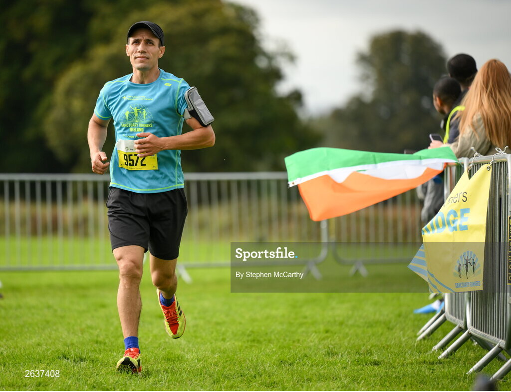 1 October 2023; Fatih Zitouche during the Permanent TSB Sanctuary Run 2023 at the Cross Country track of the Sport Ireland Campus in Dublin. The Permanent TSB Sanctuary Run on the Sport Ireland campus attracted nearly 1,000 participants including refugees from Direct Provision centres across Ireland, Ukrainian people in Dublin, locals and Irish Olympians. The event, to celebrate diversity and interculturalism in Ireland today, was run by the Sanctuary Runners’ organisation and supported by the Olympic Federation of Ireland and Athletics Ireland. Photo by Stephen McCarthy/Sportsfile