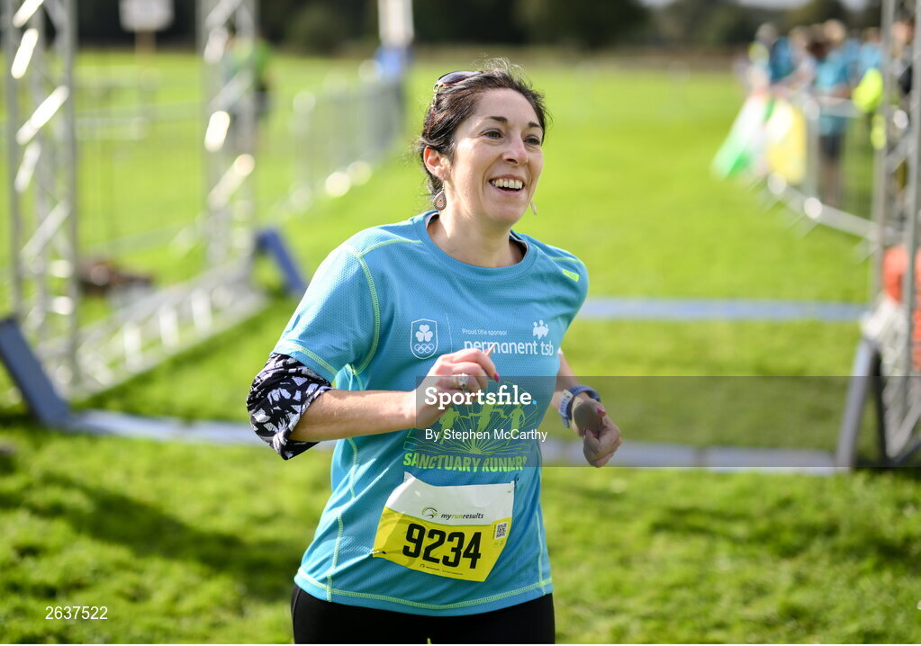 1 October 2023; Anne Hickey during the Permanent TSB Sanctuary Run 2023 at the Cross Country track of the Sport Ireland Campus in Dublin. The Permanent TSB Sanctuary Run on the Sport Ireland campus attracted nearly 1,000 participants including refugees from Direct Provision centres across Ireland, Ukrainian people in Dublin, locals and Irish Olympians. The event, to celebrate diversity and interculturalism in Ireland today, was run by the Sanctuary Runners’ organisation and supported by the Olympic Federation of Ireland and Athletics Ireland. Photo by Stephen McCarthy/Sportsfile