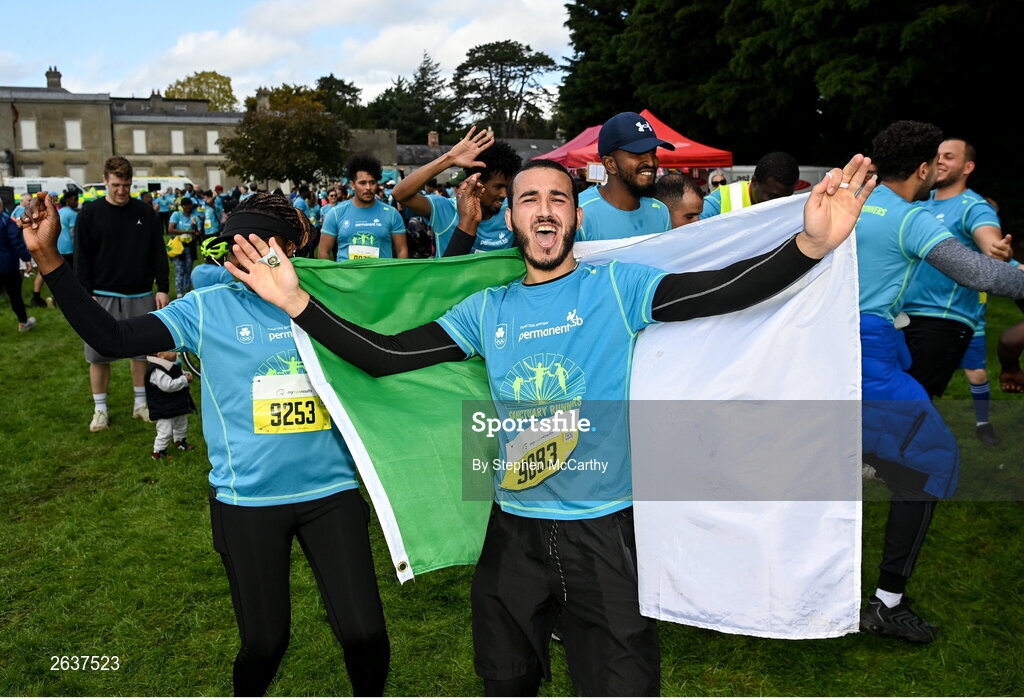 1 October 2023; Billal Boutaleb, originally from Algeria, during the Permanent TSB Sanctuary Run 2023 at the Cross Country track of the Sport Ireland Campus in Dublin. The Permanent TSB Sanctuary Run on the Sport Ireland campus attracted nearly 1,000 participants including refugees from Direct Provision centres across Ireland, Ukrainian people in Dublin, locals and Irish Olympians. The event, to celebrate diversity and interculturalism in Ireland today, was run by the Sanctuary Runners’ organisation and supported by the Olympic Federation of Ireland and Athletics Ireland. Photo by Stephen McCarthy/Sportsfile