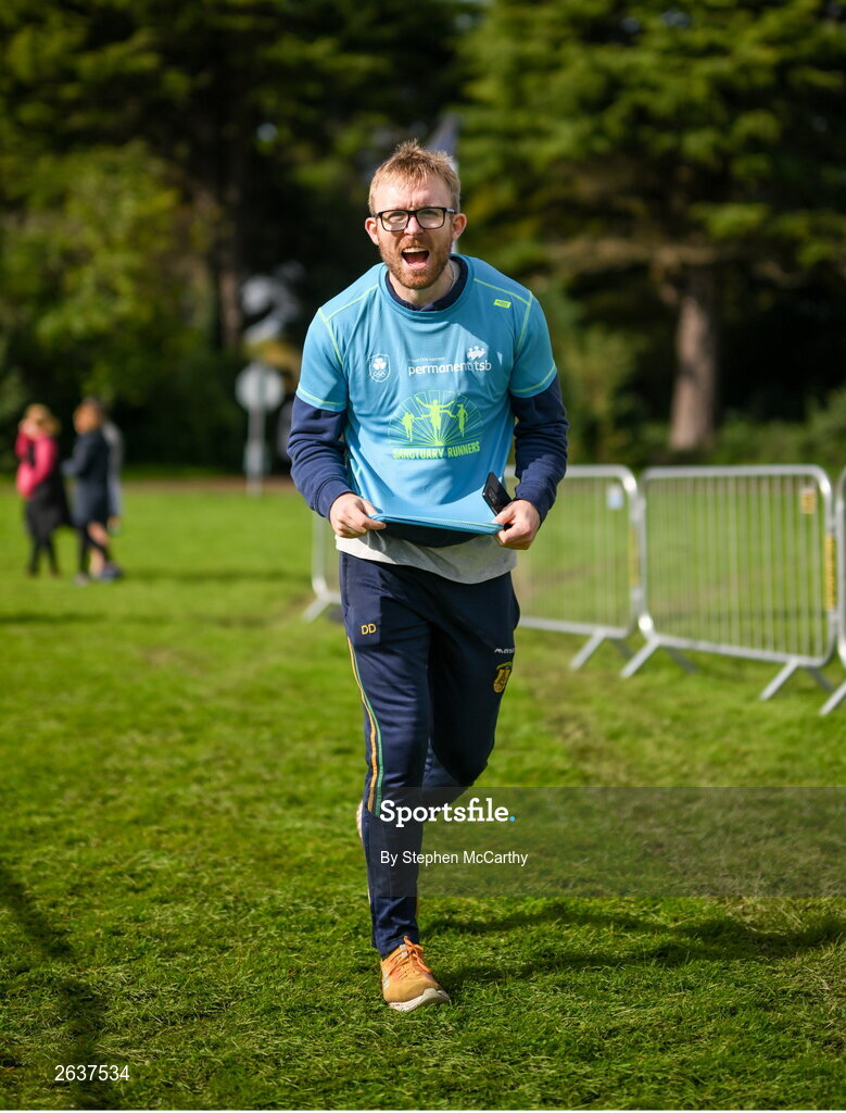 1 October 2023; A participant during the Permanent TSB Sanctuary Run 2023 at the Cross Country track of the Sport Ireland Campus in Dublin. The Permanent TSB Sanctuary Run on the Sport Ireland campus attracted nearly 1,000 participants including refugees from Direct Provision centres across Ireland, Ukrainian people in Dublin, locals and Irish Olympians. The event, to celebrate diversity and interculturalism in Ireland today, was run by the Sanctuary Runners’ organisation and supported by the Olympic Federation of Ireland and Athletics Ireland. Photo by Stephen McCarthy/Sportsfile