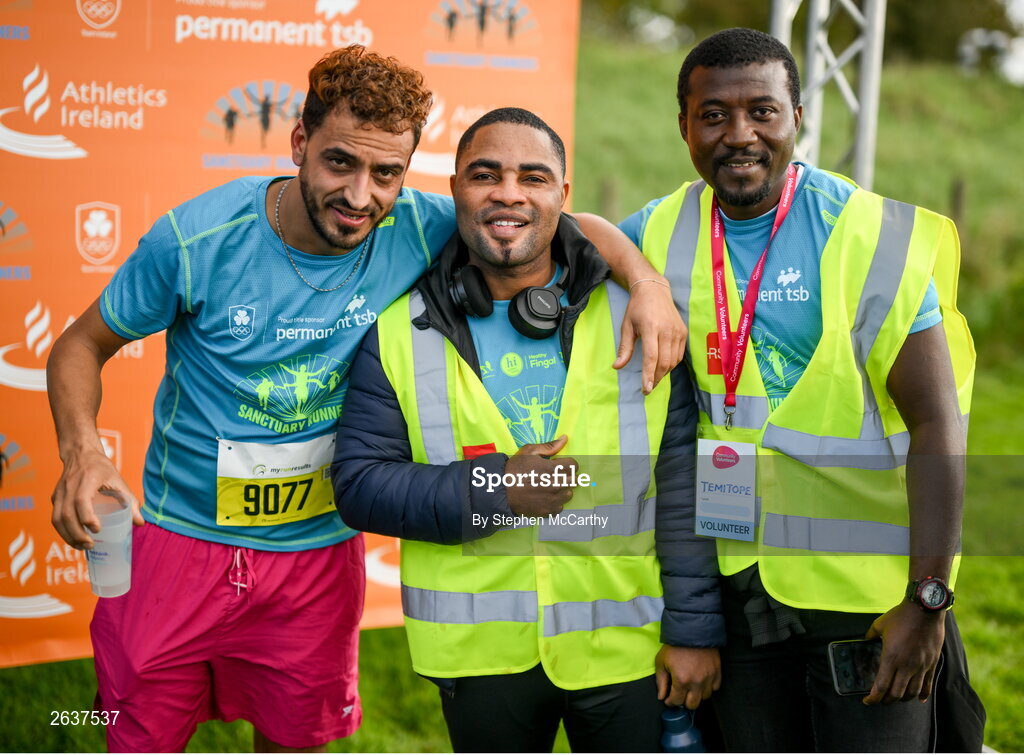 1 October 2023; Participants and volunteers during the Permanent TSB Sanctuary Run 2023 at the Cross Country track of the Sport Ireland Campus in Dublin. The Permanent TSB Sanctuary Run on the Sport Ireland campus attracted nearly 1,000 participants including refugees from Direct Provision centres across Ireland, Ukrainian people in Dublin, locals and Irish Olympians. The event, to celebrate diversity and interculturalism in Ireland today, was run by the Sanctuary Runners’ organisation and supported by the Olympic Federation of Ireland and Athletics Ireland. Photo by Stephen McCarthy/Sportsfile
