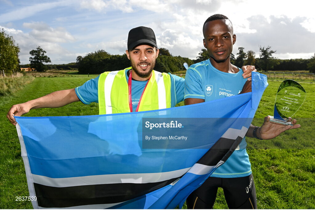 1 October 2023; Kahumburuka Ivan Tuahuku, originally from Botswana, poses for a photograph after the Permanent TSB Sanctuary Run 2023 at the Cross Country track of the Sport Ireland Campus in Dublin. The Permanent TSB Sanctuary Run on the Sport Ireland campus attracted nearly 1,000 participants including refugees from Direct Provision centres across Ireland, Ukrainian people in Dublin, locals and Irish Olympians. The event, to celebrate diversity and interculturalism in Ireland today, was run by the Sanctuary Runners’ organisation and supported by the Olympic Federation of Ireland and Athletics Ireland. Photo by Stephen McCarthy/Sportsfile