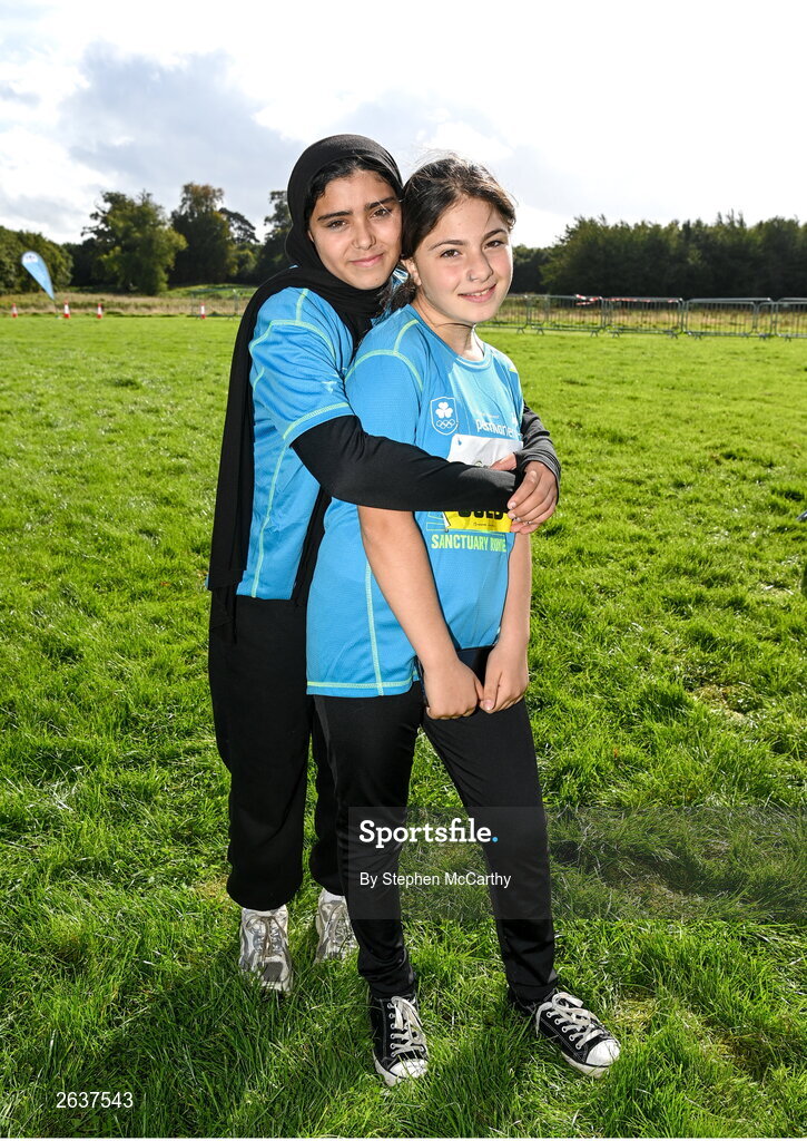 1 October 2023; Participants after the Permanent TSB Sanctuary Run 2023 at the Cross Country track of the Sport Ireland Campus in Dublin. The Permanent TSB Sanctuary Run on the Sport Ireland campus attracted nearly 1,000 participants including refugees from Direct Provision centres across Ireland, Ukrainian people in Dublin, locals and Irish Olympians. The event, to celebrate diversity and interculturalism in Ireland today, was run by the Sanctuary Runners’ organisation and supported by the Olympic Federation of Ireland and Athletics Ireland. Photo by Stephen McCarthy/Sportsfile