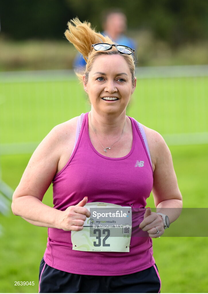 1 October 2023; Cllr Vicki Casserly during the Permanent TSB Sanctuary Run 2023 at the Cross Country track of the Sport Ireland Campus in Dublin. The Permanent TSB Sanctuary Run on the Sport Ireland campus attracted nearly 1,000 participants including refugees from Direct Provision centres across Ireland, Ukrainian people in Dublin, locals and Irish Olympians. The event, to celebrate diversity and interculturalism in Ireland today, was run by the Sanctuary Runners’ organisation and supported by the Olympic Federation of Ireland and Athletics Ireland. Photo by Stephen McCarthy/Sportsfile