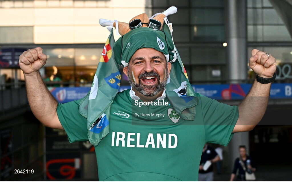 7 October 2023; Ireland supporter Terry Hackett before the 2023 Rugby World Cup Pool B match between Ireland and Scotland at the Stade de France in Paris, France. Photo by Harry Murphy/Sportsfile