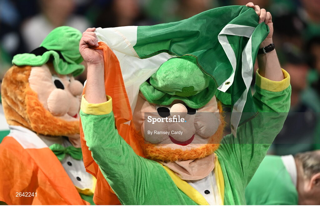 7 October 2023; Supporters before the 2023 Rugby World Cup Pool B match between Ireland and Scotland at the Stade de France in Paris, France. Photo by Ramsey Cardy/Sportsfile