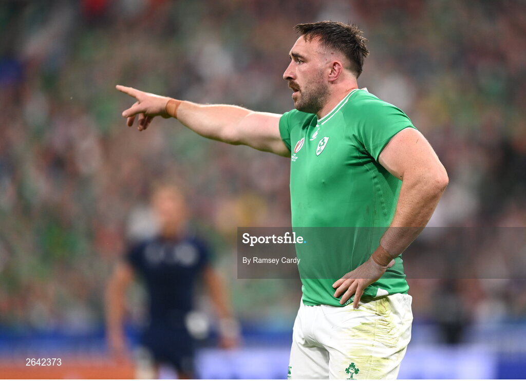 7 October 2023; Jack Conan of Ireland during the 2023 Rugby World Cup Pool B match between Ireland and Scotland at the Stade de France in Paris, France. Photo by Ramsey Cardy/Sportsfile