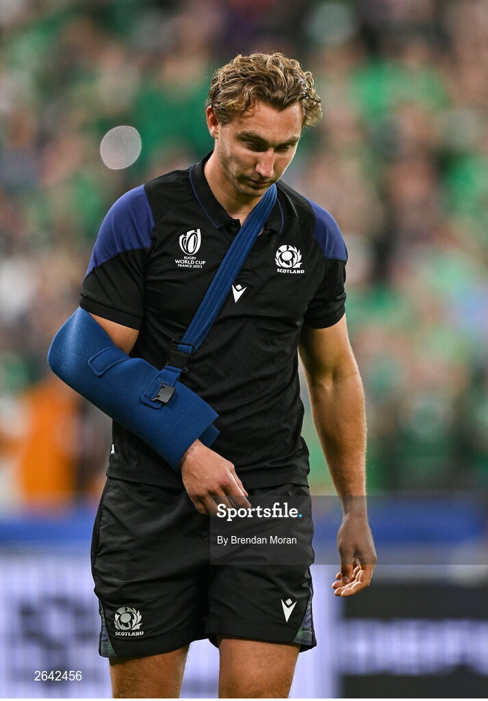7 October 2023; Scotland captain Jamie Ritchie after his side's defeat in the 2023 Rugby World Cup Pool B match between Ireland and Scotland at the Stade de France in Paris, France. Photo by Brendan Moran/Sportsfile