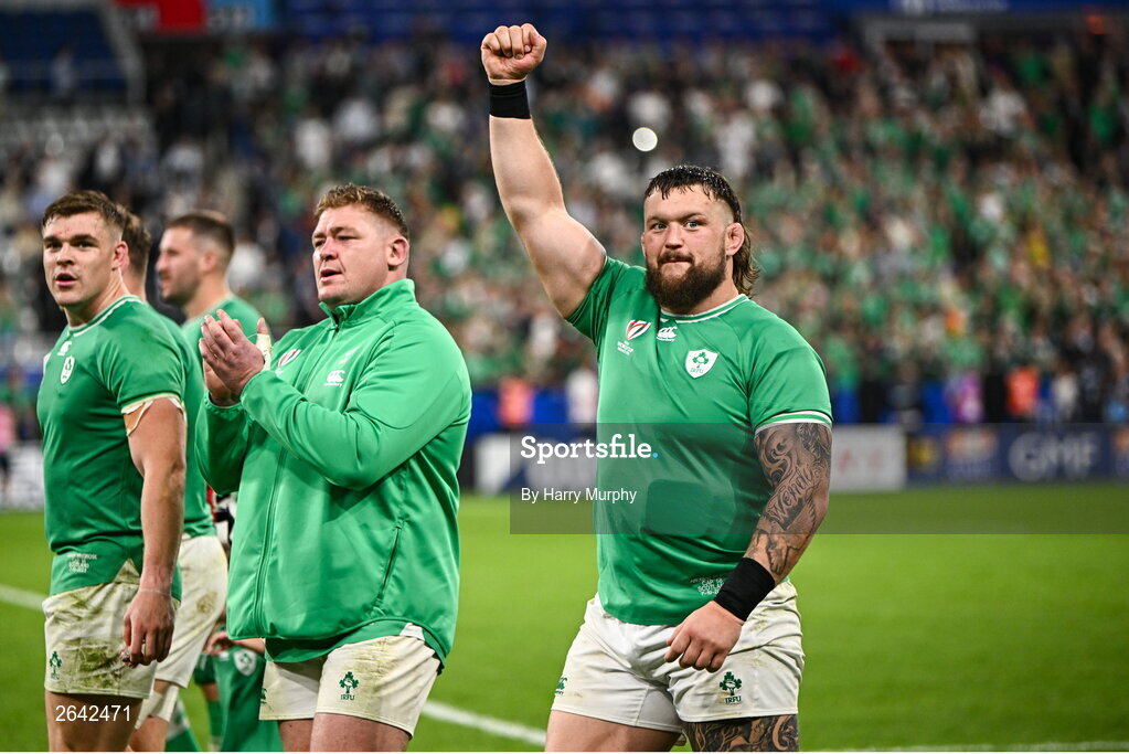 7 October 2023; Andrew Porter of Ireland after his side's victory in the 2023 Rugby World Cup Pool B match between Ireland and Scotland at the Stade de France in Paris, France. Photo by Harry Murphy/Sportsfile