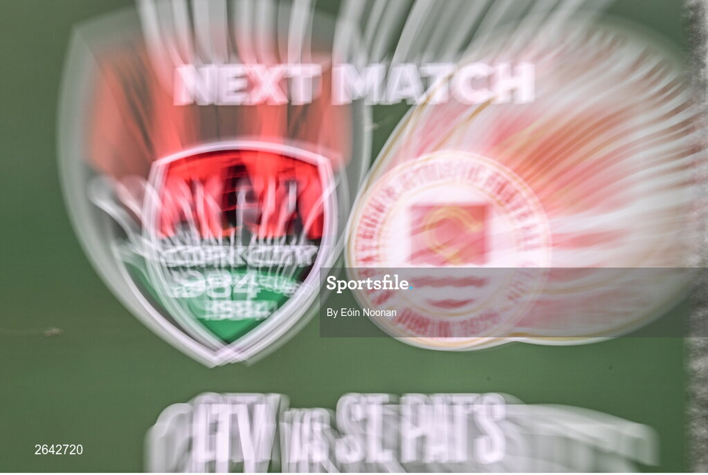 8 October 2023; A view of a poster outside the ground before the Sports Direct Men’s FAI Cup semi-final match between Cork City and St Patrick's Athletic at Turner’s Cross in Cork. Photo by Eóin Noonan/Sportsfile