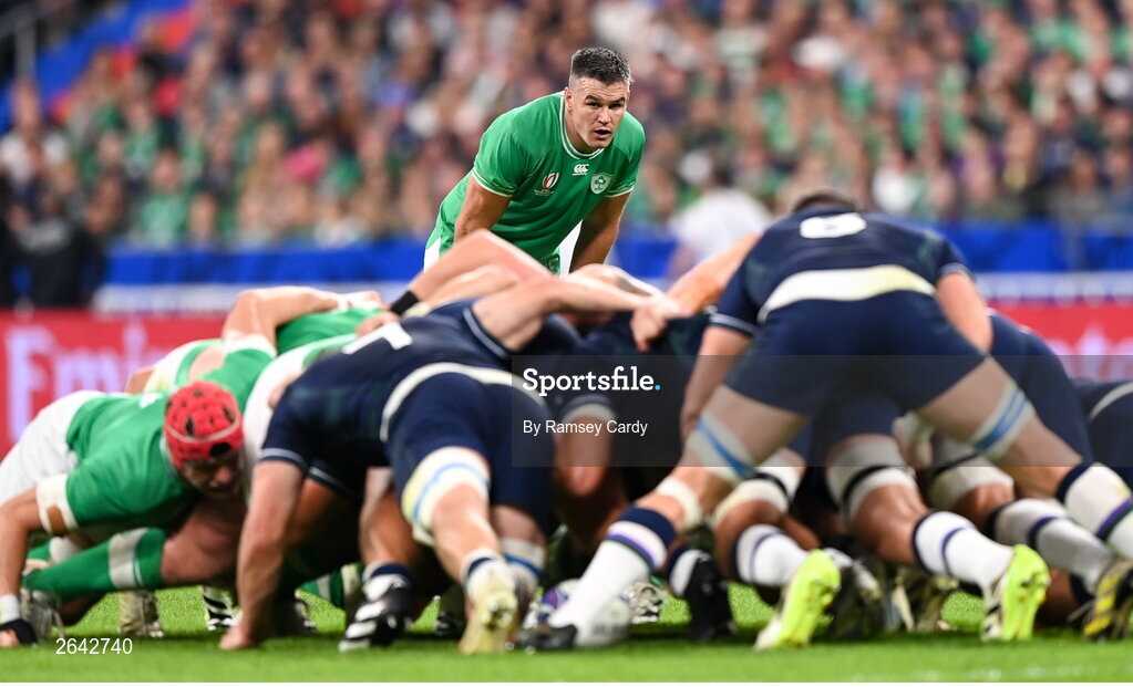 7 October 2023; Jonathan Sexton of Ireland during the 2023 Rugby World Cup Pool B match between Ireland and Scotland at the Stade de France in Paris, France. Photo by Ramsey Cardy/Sportsfile