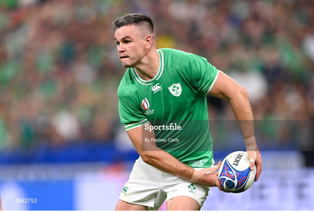 7 October 2023; Jonathan Sexton of Ireland during the 2023 Rugby World Cup Pool B match between Ireland and Scotland at the Stade de France in Paris, France. Photo by Ramsey Cardy/Sportsfile
