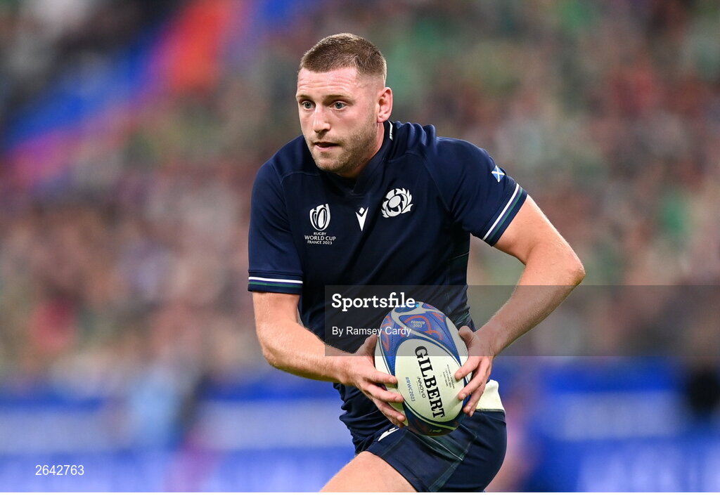 7 October 2023; Finn Russell of Scotland during the 2023 Rugby World Cup Pool B match between Ireland and Scotland at the Stade de France in Paris, France. Photo by Ramsey Cardy/Sportsfile