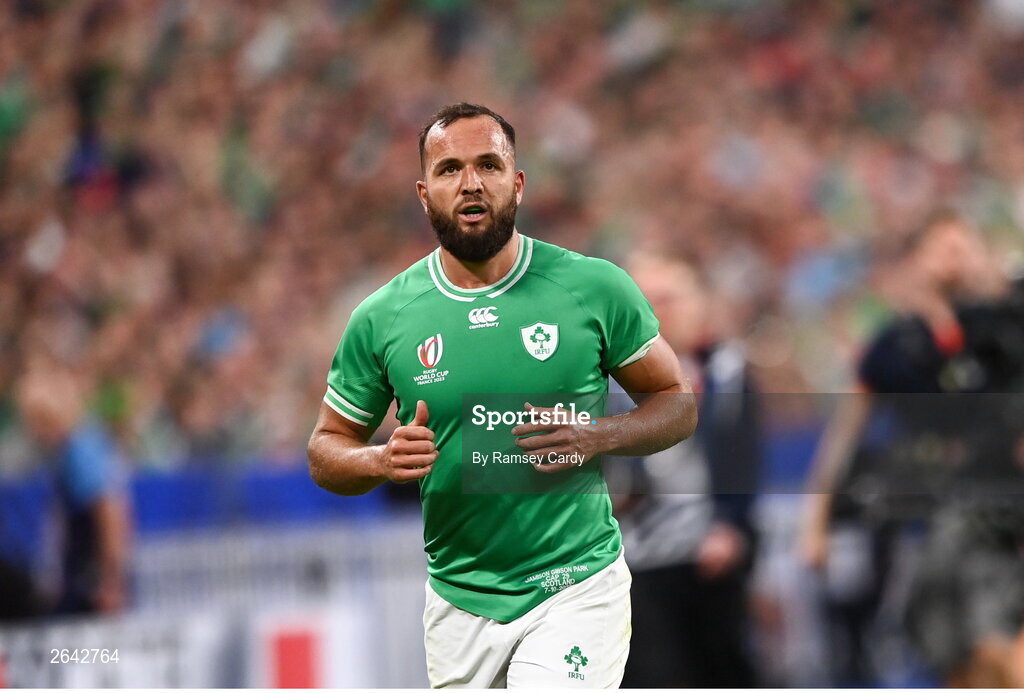 7 October 2023; Jamison Gibson-Park of Ireland during the 2023 Rugby World Cup Pool B match between Ireland and Scotland at the Stade de France in Paris, France. Photo by Ramsey Cardy/Sportsfile