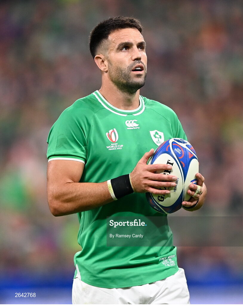 7 October 2023; Conor Murray of Ireland during the 2023 Rugby World Cup Pool B match between Ireland and Scotland at the Stade de France in Paris, France. Photo by Ramsey Cardy/Sportsfile