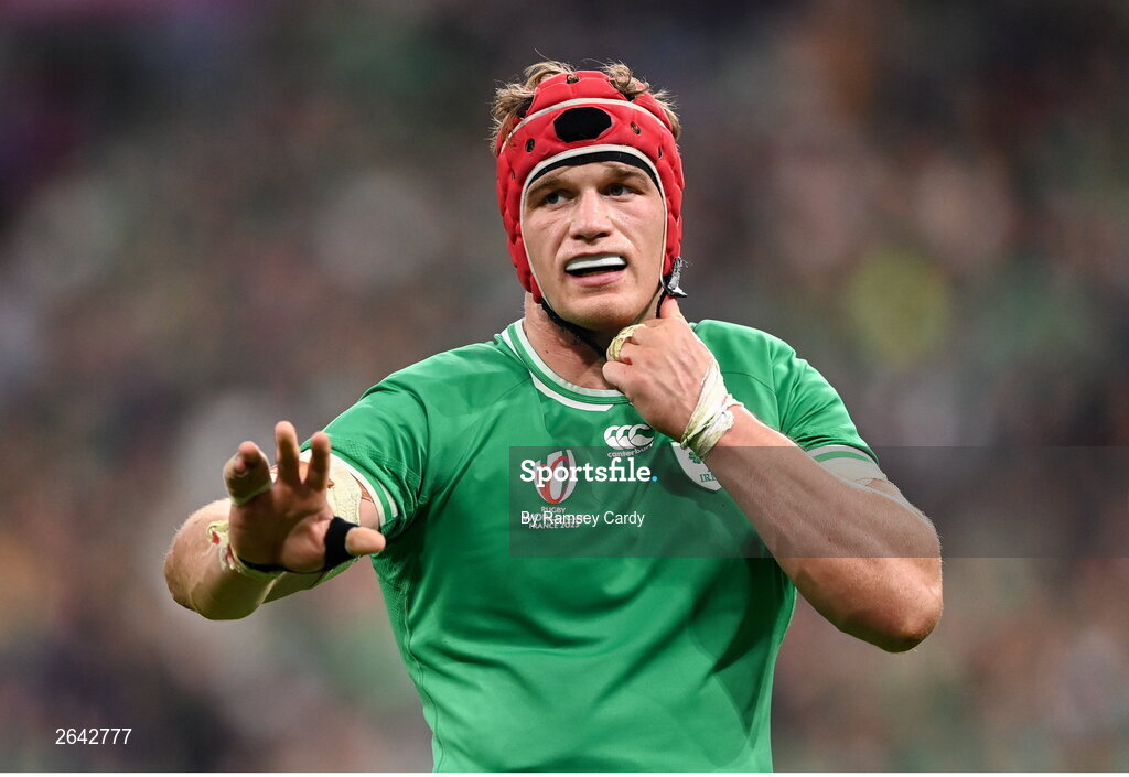 7 October 2023; Josh van der Flier of Ireland during the 2023 Rugby World Cup Pool B match between Ireland and Scotland at the Stade de France in Paris, France. Photo by Ramsey Cardy/Sportsfile