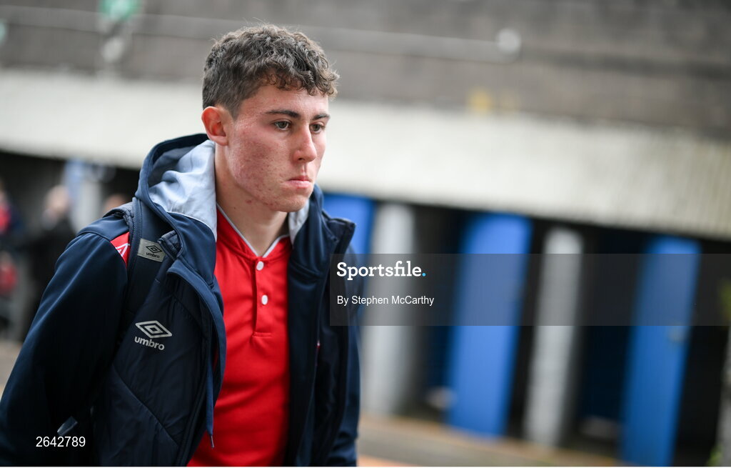 8 October 2023; Kian Leavy of St Patrick's Athletic before the Sports Direct Men’s FAI Cup semi-final match between Cork City and St Patrick's Athletic at Turner’s Cross in Cork. Photo by Stephen McCarthy/Sportsfile