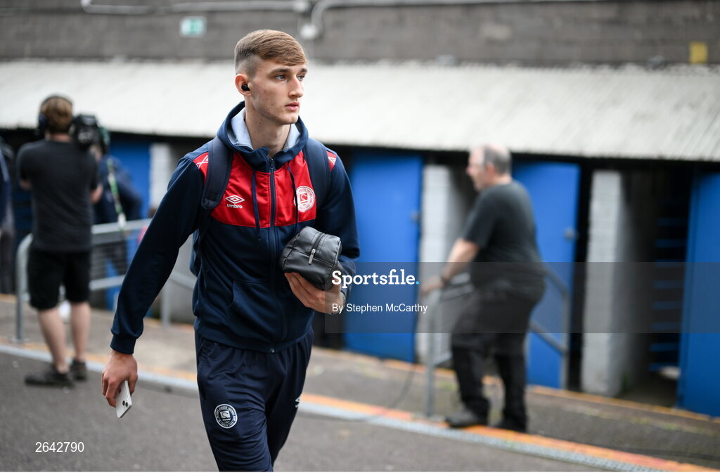 8 October 2023; Mason Melia of St Patrick's Athletic before the Sports Direct Men’s FAI Cup semi-final match between Cork City and St Patrick's Athletic at Turner’s Cross in Cork. Photo by Stephen McCarthy/Sportsfile