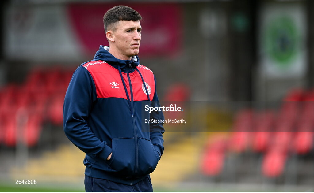 8 October 2023; Joe Redmond of St Patrick's Athletic before the Sports Direct Men’s FAI Cup semi-final match between Cork City and St Patrick's Athletic at Turner’s Cross in Cork. Photo by Stephen McCarthy/Sportsfile