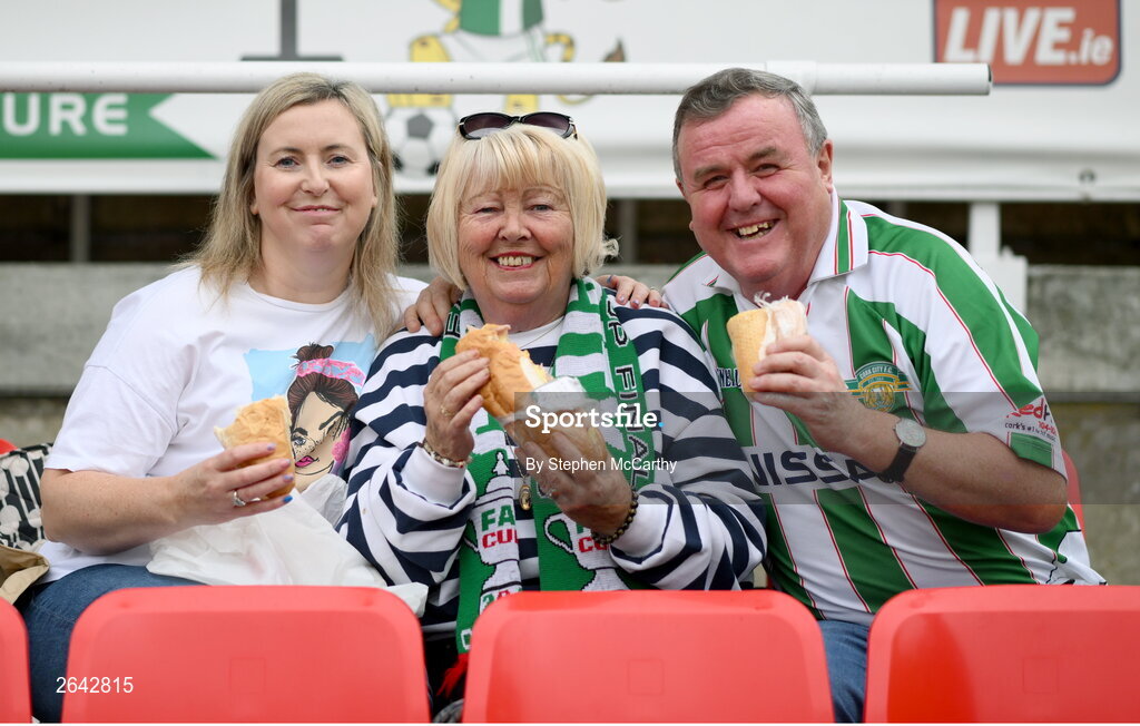 8 October 2023; Cork City supporters before the Sports Direct Men’s FAI Cup semi-final match between Cork City and St Patrick's Athletic at Turner’s Cross in Cork. Photo by Stephen McCarthy/Sportsfile
