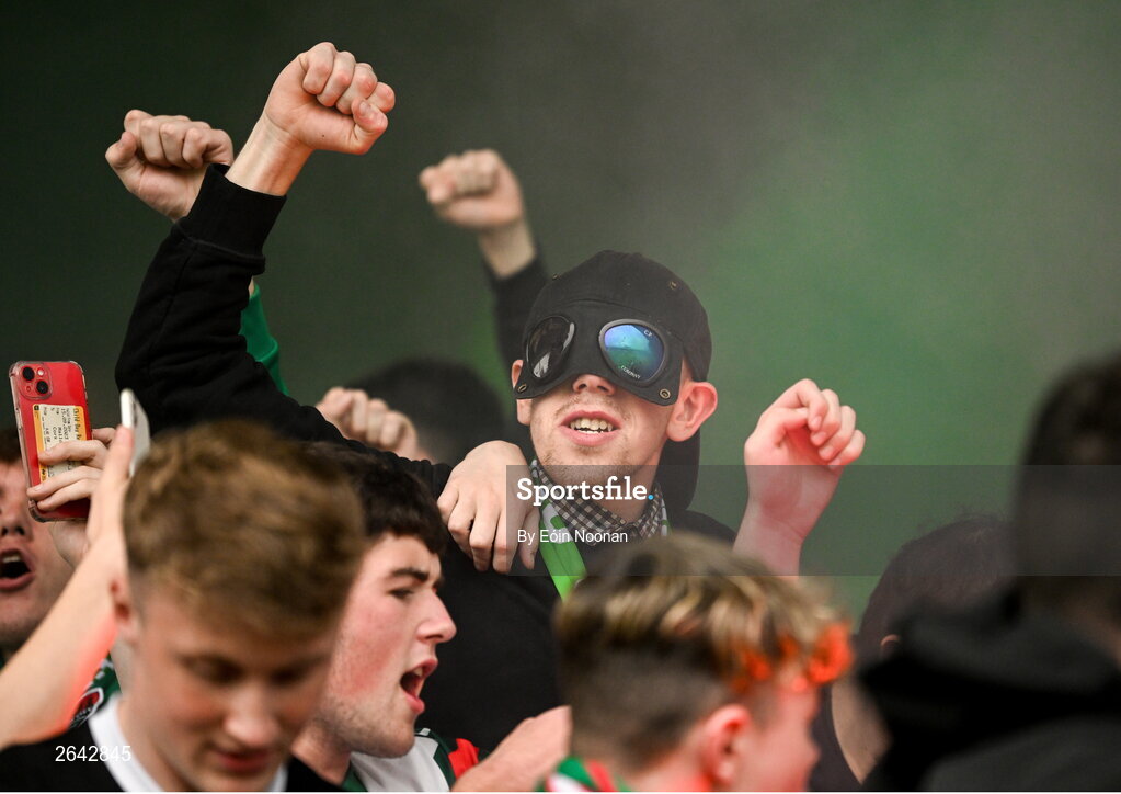 8 October 2023; Cork City supporters before the Sports Direct Men’s FAI Cup semi-final match between Cork City and St Patrick's Athletic at Turner’s Cross in Cork. Photo by Eóin Noonan/Sportsfile