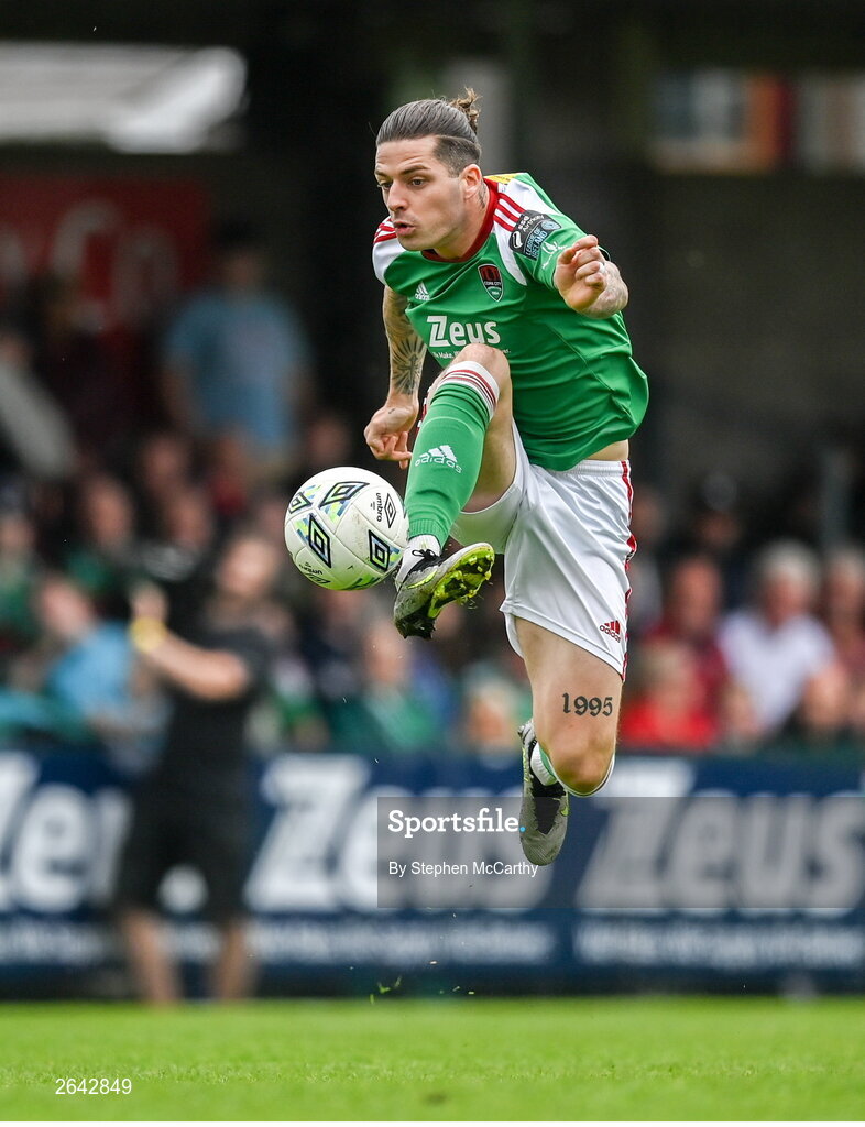8 October 2023; Ruairi Keating of Cork City during the Sports Direct Men’s FAI Cup semi-final match between Cork City and St Patrick's Athletic at Turner’s Cross in Cork. Photo by Stephen McCarthy/Sportsfile