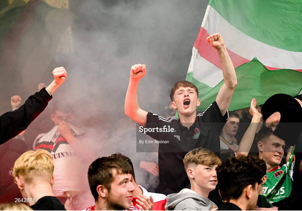 8 October 2023; Cork City supporters before the Sports Direct Men’s FAI Cup semi-final match between Cork City and St Patrick's Athletic at Turner’s Cross in Cork. Photo by Eóin Noonan/Sportsfile