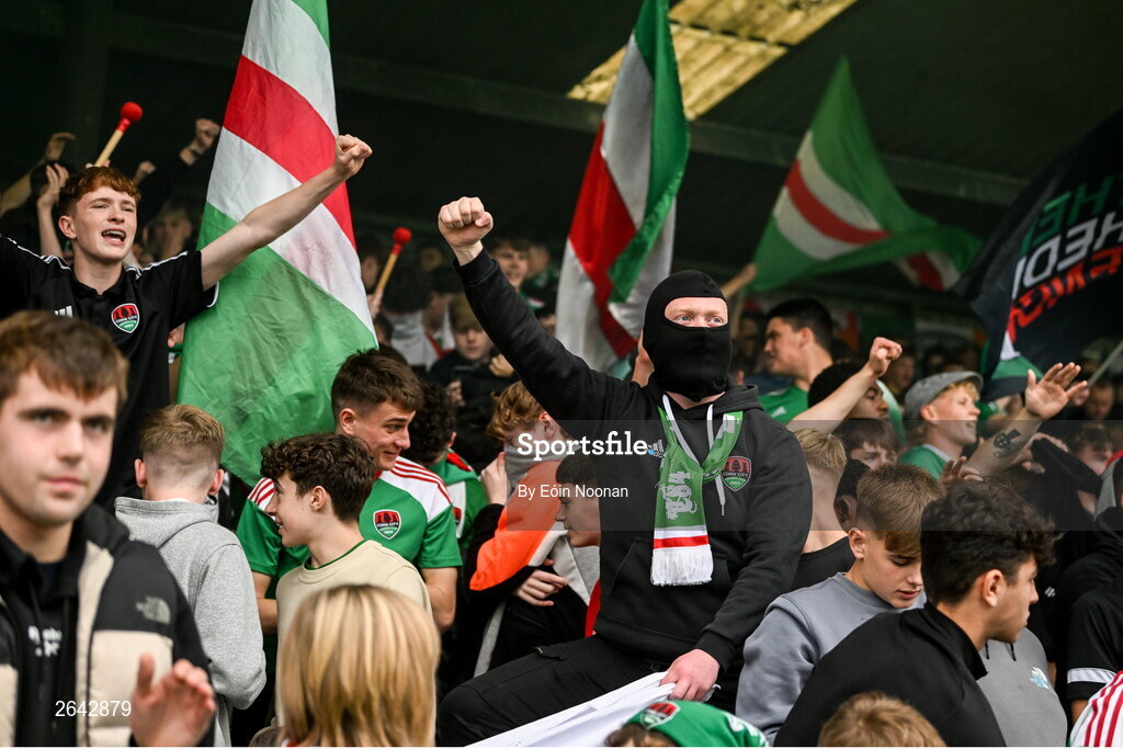8 October 2023; Cork City supporters before the Sports Direct Men’s FAI Cup semi-final match between Cork City and St Patrick's Athletic at Turner’s Cross in Cork. Photo by Eóin Noonan/Sportsfile