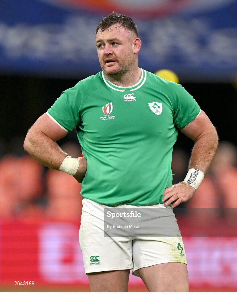 7 October 2023; Dave Kilcoyne of Ireland during the 2023 Rugby World Cup Pool B match between Ireland and Scotland at the Stade de France in Paris, France. Photo by Brendan Moran/Sportsfile