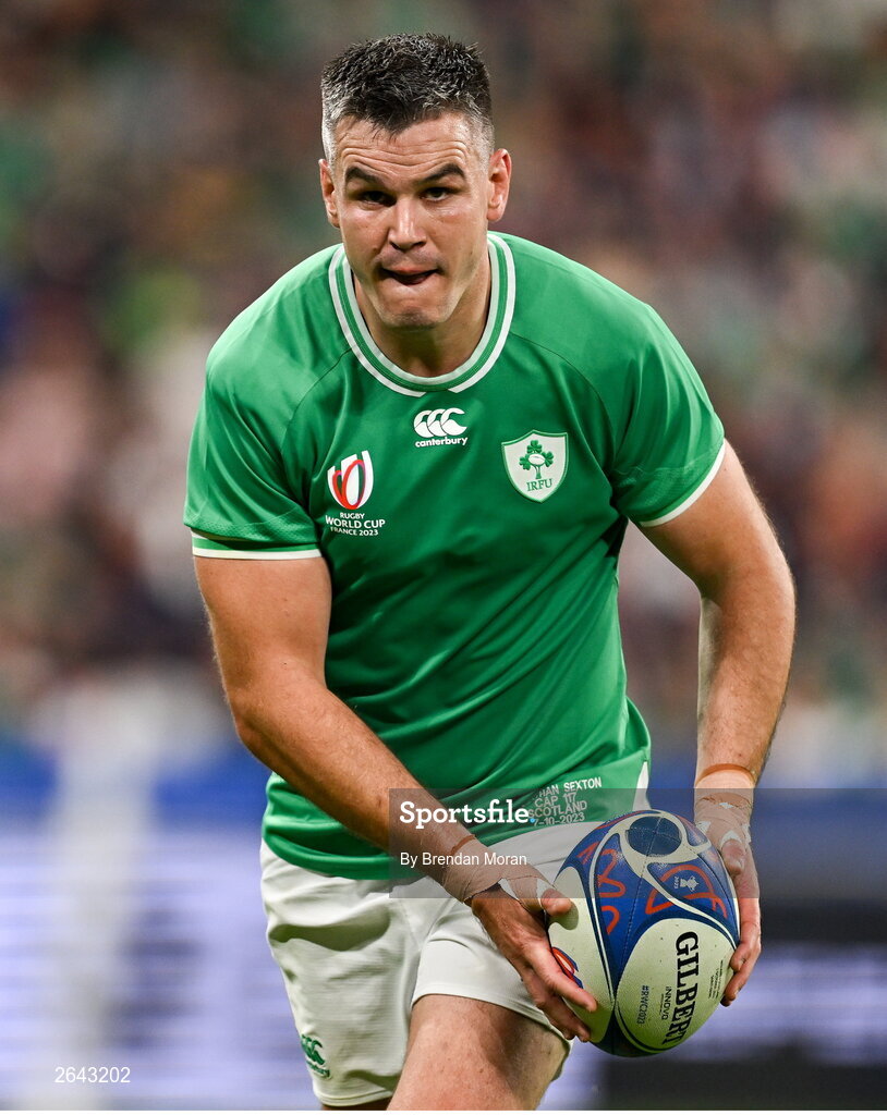 7 October 2023; Jonathan Sexton of Ireland during the 2023 Rugby World Cup Pool B match between Ireland and Scotland at the Stade de France in Paris, France. Photo by Brendan Moran/Sportsfile
