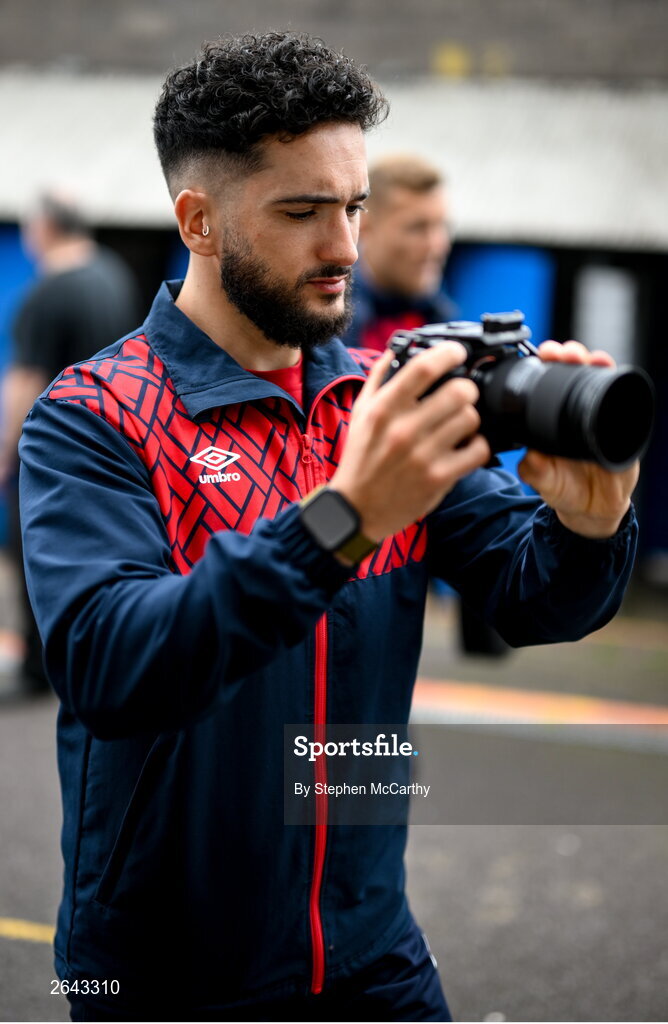 8 October 2023; St Patrick's Athletic videographer Bernardo Santos before the Sports Direct Men’s FAI Cup semi-final match between Cork City and St Patrick's Athletic at Turner’s Cross in Cork. Photo by Stephen McCarthy/Sportsfile