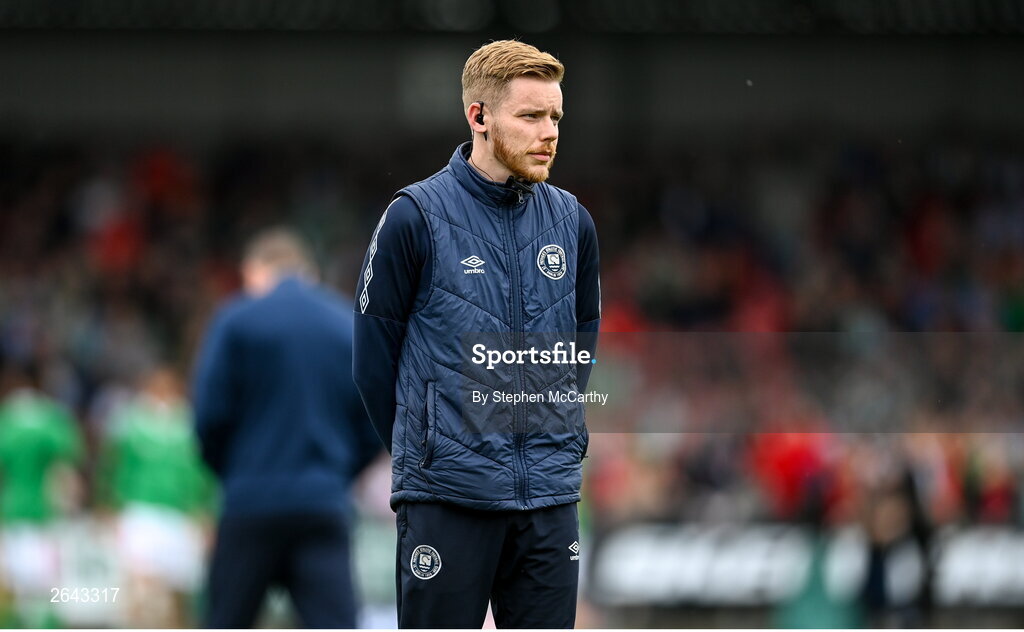 8 October 2023; St Patrick's Athletic head of medical Sam Rice before the Sports Direct Men’s FAI Cup semi-final match between Cork City and St Patrick's Athletic at Turner’s Cross in Cork. Photo by Stephen McCarthy/Sportsfile