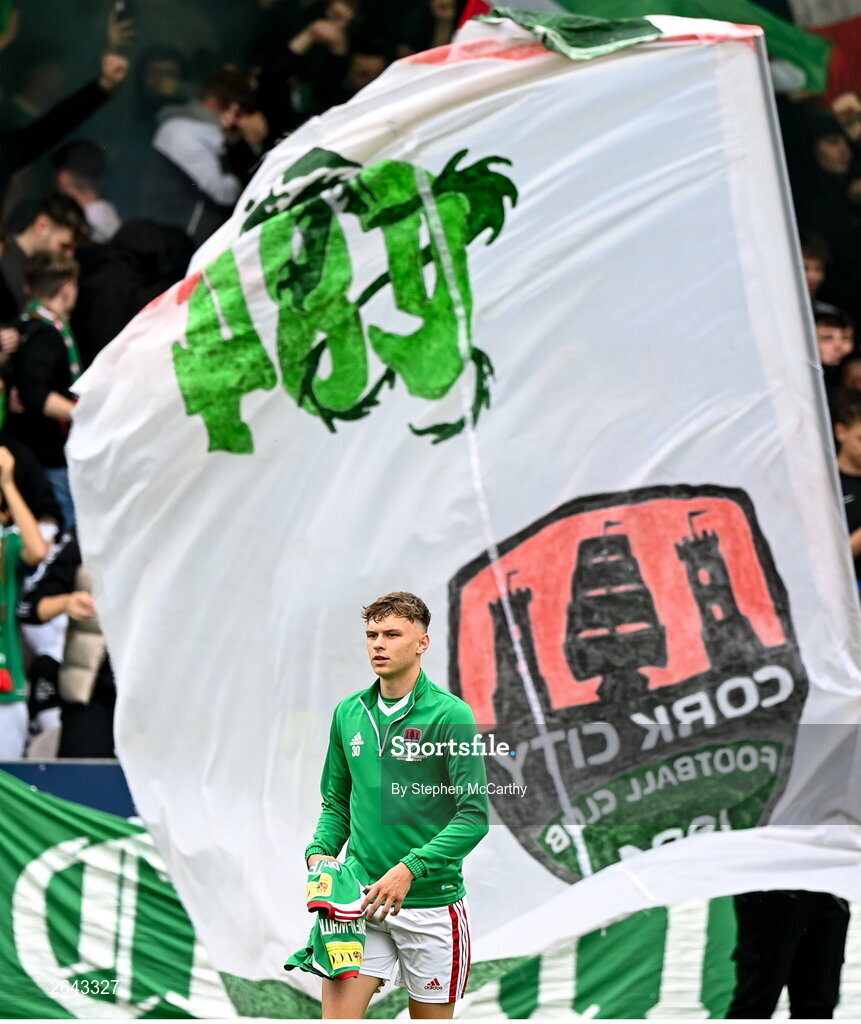 8 October 2023; Joe O'Brien-Whitmarsh of Cork City before the Sports Direct Men’s FAI Cup semi-final match between Cork City and St Patrick's Athletic at Turner’s Cross in Cork. Photo by Stephen McCarthy/Sportsfile