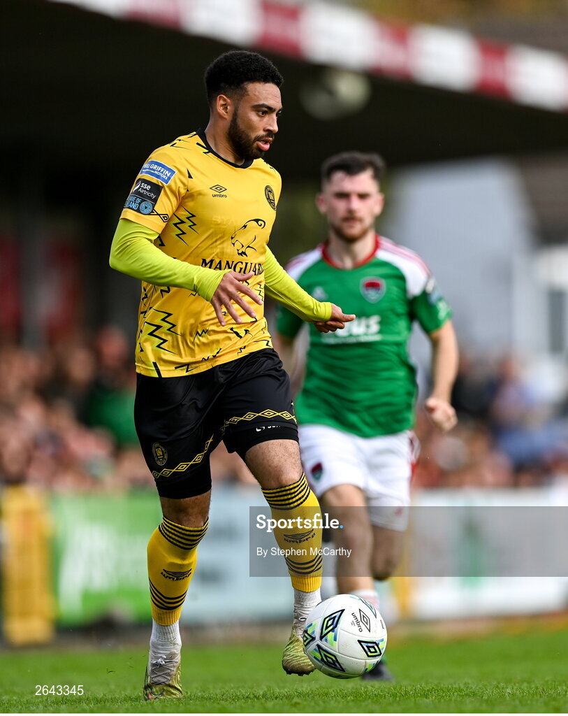 8 October 2023; Jake Mulraney of St Patrick's Athletic during the Sports Direct Men’s FAI Cup semi-final match between Cork City and St Patrick's Athletic at Turner’s Cross in Cork. Photo by Stephen McCarthy/Sportsfile