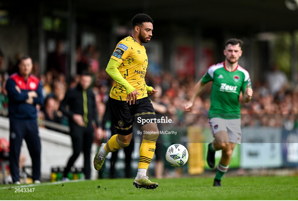 8 October 2023; Jake Mulraney of St Patrick's Athletic during the Sports Direct Men’s FAI Cup semi-final match between Cork City and St Patrick's Athletic at Turner’s Cross in Cork. Photo by Stephen McCarthy/Sportsfile