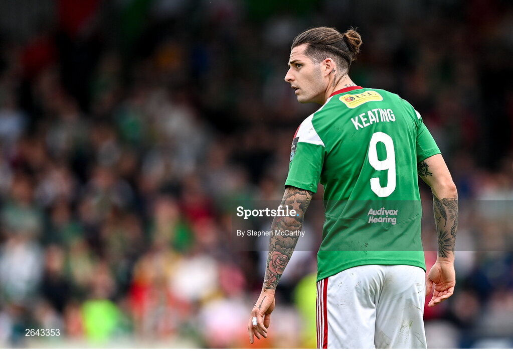 8 October 2023; Ruairi Keating of Cork City during the Sports Direct Men’s FAI Cup semi-final match between Cork City and St Patrick's Athletic at Turner’s Cross in Cork. Photo by Stephen McCarthy/Sportsfile