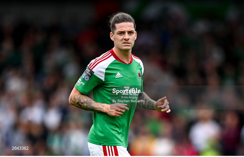 8 October 2023; Ruairi Keating of Cork City during the Sports Direct Men’s FAI Cup semi-final match between Cork City and St Patrick's Athletic at Turner’s Cross in Cork. Photo by Stephen McCarthy/Sportsfile