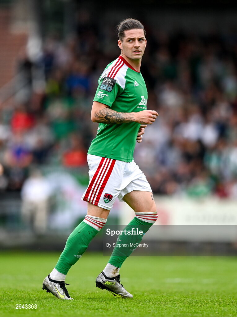8 October 2023; Ruairi Keating of Cork City during the Sports Direct Men’s FAI Cup semi-final match between Cork City and St Patrick's Athletic at Turner’s Cross in Cork. Photo by Stephen McCarthy/Sportsfile